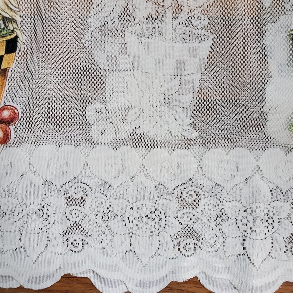 Lace flowers, birds and birdhouses window valance curtain Cottagecore - Picture 12 of 12